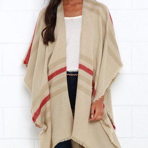 Gentle Fawn Kirin Beige and Red Striped Poncho